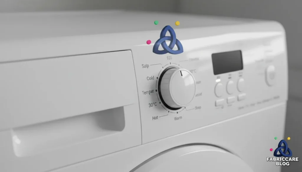 Washing machine control panel with wash cycle selector in use