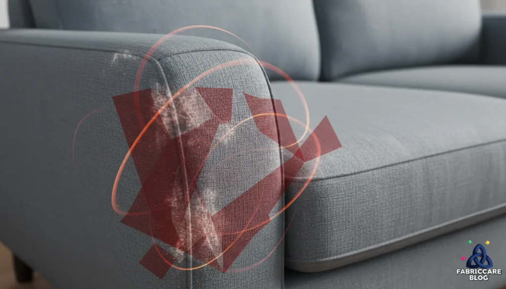 Close-up of sofa armrest and seat edge showing high-use fabric areas